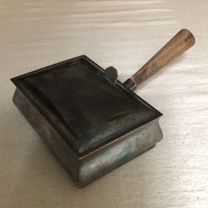 Vintage Buttler Crumb Catcher Ash Tray Italy Silver Plated Wood Handle